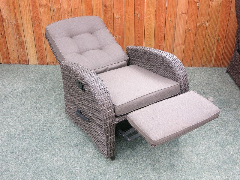 Reclining Rattan Bistro Set with Rocking Armchairs Garden Furniture UK